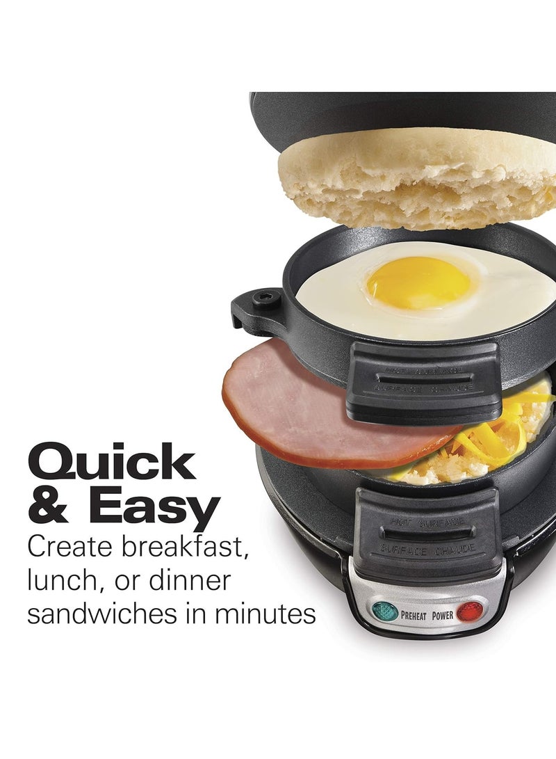 Bukela Breakfast Sandwich Maker with Egg Cooker Ring, Customize Ingredients, English Muffins, Croissants, Mini Waffles, Perfect White Elephant Gifts, Single, Black  - Image 2