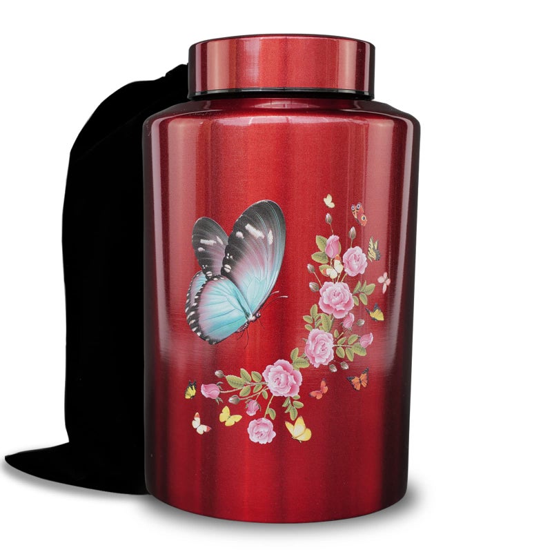 AODIYA Large Cremation Urns for Adult Male Female Ashes Up to 220 lbs Decorative Urn for Human Remains with Velvet BagButterfly