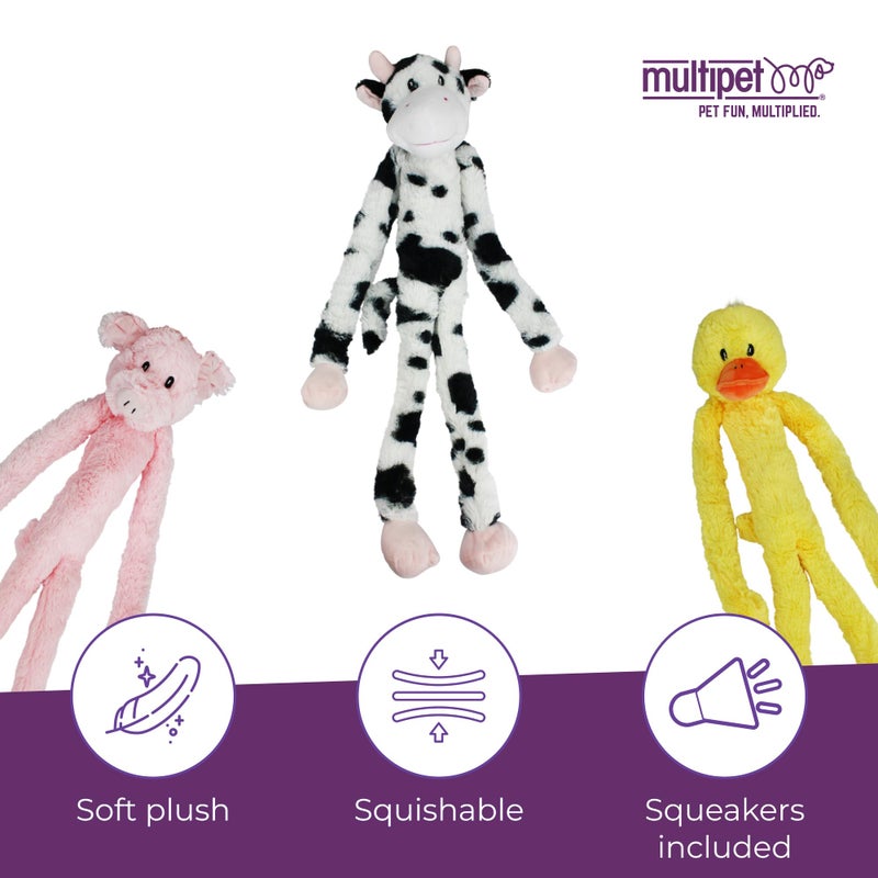 Multipet Swingin' Slevin Cow Dog Plush Toy - Squeaky Toys for All Dogs - Extra Soft Plush - Stuffed Animal for Cuddling & Playing - Cute (27â€, White, 5 Squeakers) - Image 3