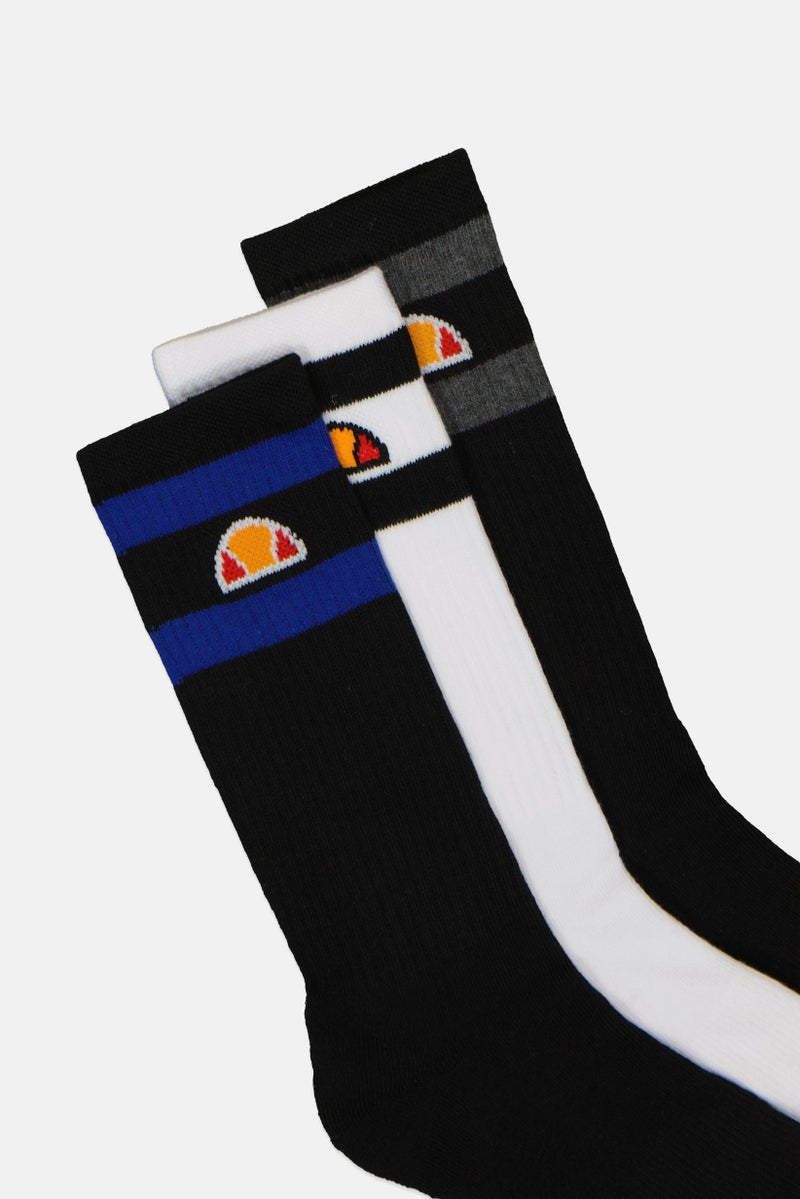 Ellesse Men 3 Pairs Brand Logo Crew Socks, Multicolor - Image 2