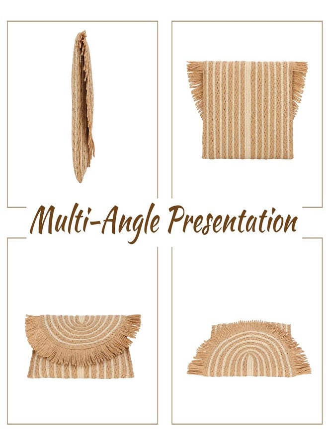 Fecialy Women Fringe Straw Clutch Purses Envelope Summer Beach Bags Woven Clutch Handbags - Image 4