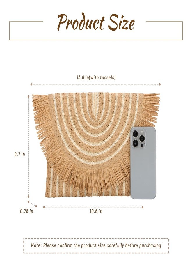 Fecialy Women Fringe Straw Clutch Purses Envelope Summer Beach Bags Woven Clutch Handbags - Image 3
