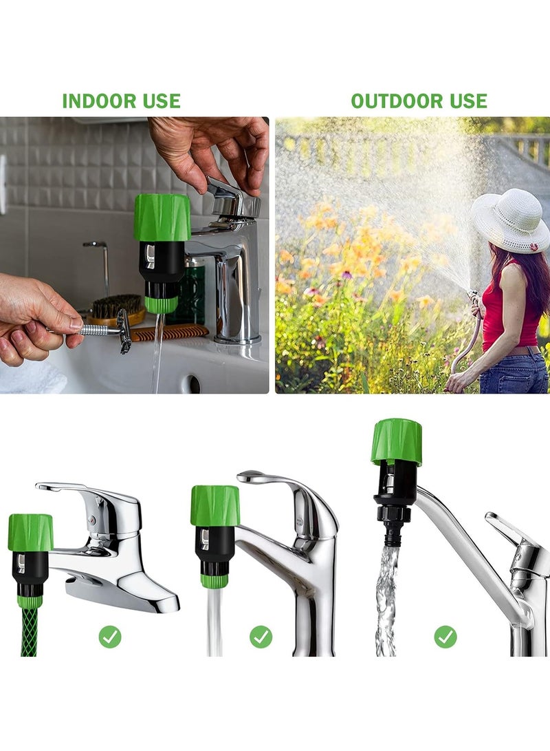 Mixer Tap Hose Connector - Two Sets Kitchen Garden Watering Pipe Snap Adaptor Tool, Universal Kitchen Pipe Joiner Fitting With 6-Point Female Faucet Connector - Image 2