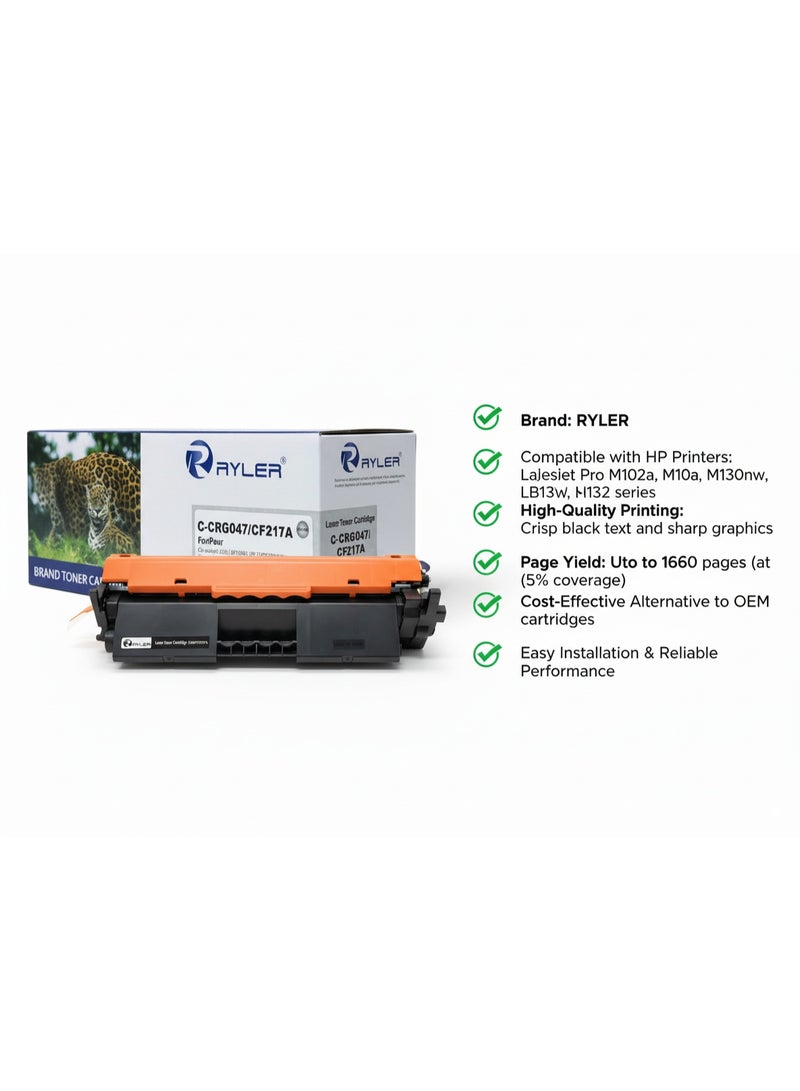 رايلر خرطوشة حبر متوافقة من لطابعات HP LaserJet Pro M102a / M130a / M130nw / M132 – الموديل CF217A (أسود، 1600 صفحة) - Image 3