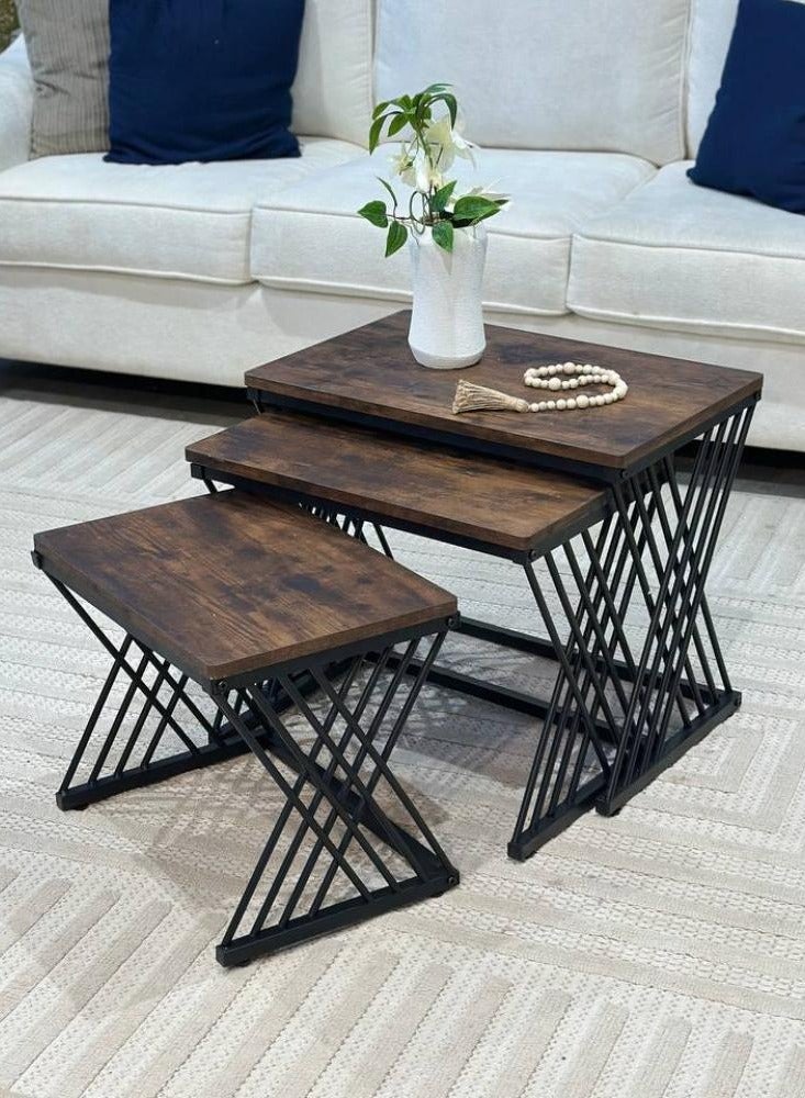 UNIKSAR Epic Triple Nesting Coffee Table Set with Sleek Storage Magic, Ultimate Luxe Living Room Furniture Gem - Image 2