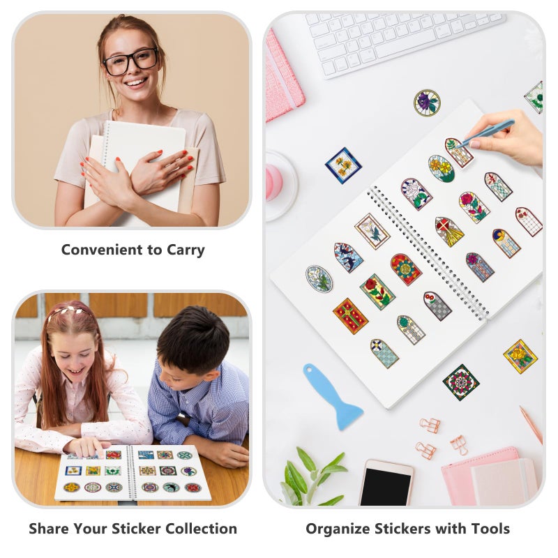 Ruatu Large Reusable Sticker Book Collecting Album 8.5Ã—11 Inch Sticker Collection Storage Book with 40 Sheets Blank Release Paper, Restickable Stickers Organizer Notebook with Tools (Clear) - Image 5