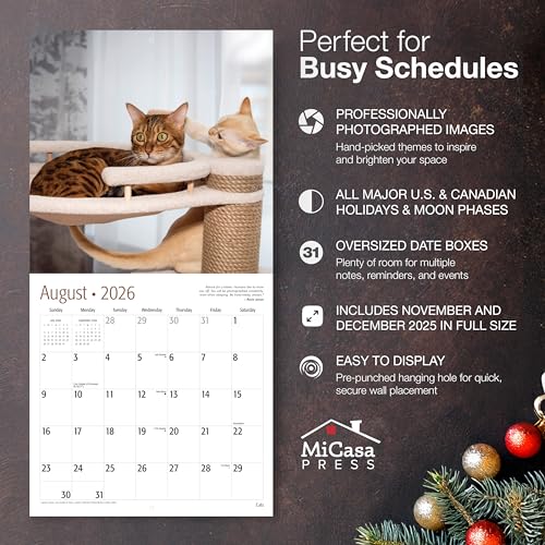 MICASA PRESS Cats 2026 Wall Calendar 12 Month | 12" x 24" Open | Thick & Sturdy Paper | Holiday Gift | Cute Kitten Cat Calendar 2026 - Image 2