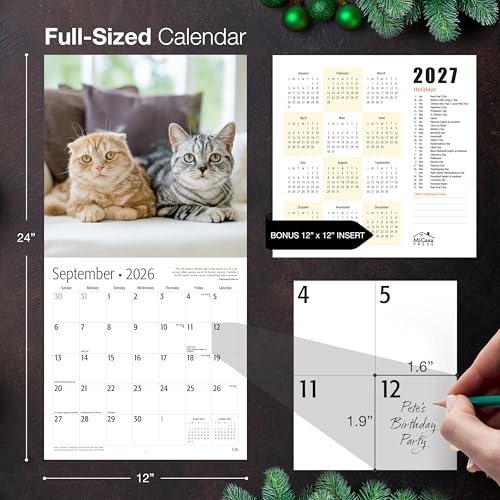 MICASA PRESS Cats 2026 Wall Calendar 12 Month | 12" x 24" Open | Thick & Sturdy Paper | Holiday Gift | Cute Kitten Cat Calendar 2026 - Image 5