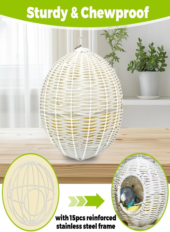Jevnd Chewproof Steel Frame Bird Nest for Cage, Washable Small Bird Bed Hammock Hideout Lay Eggs Parakeet Nest Sleep, Parakeet Warm Bed House Hut for Lovebird, Canary, Budgie, Finch - Image 2