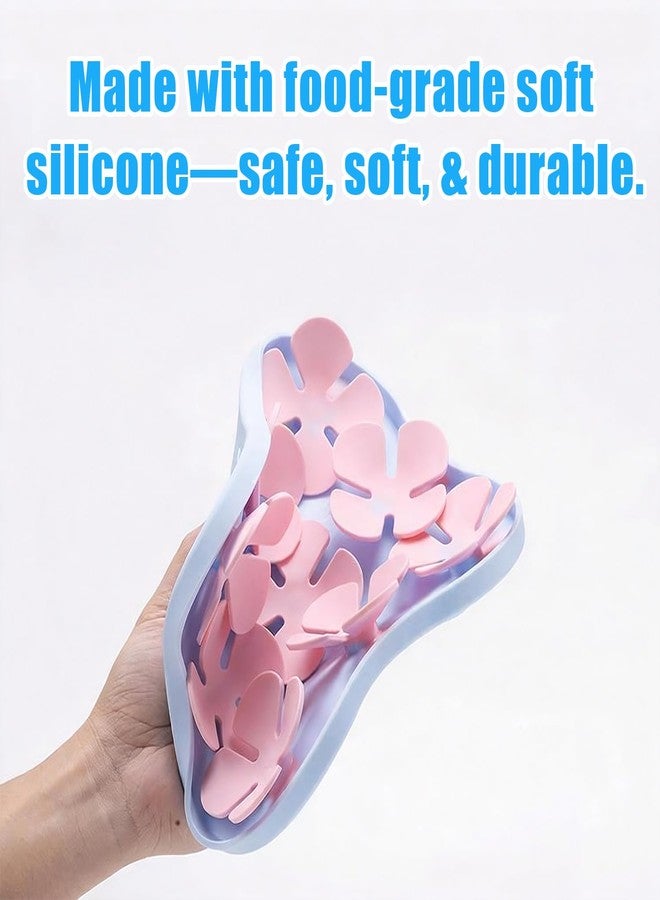 spicssa Slow Feeder Bowl for Dogs and Cats - Non-Slip Licking Mat with Suction Cups, Treat Puzzle & Anti-Choke Feeding Pad, Flower Petal Silicone (Blue and Grey) - Image 4