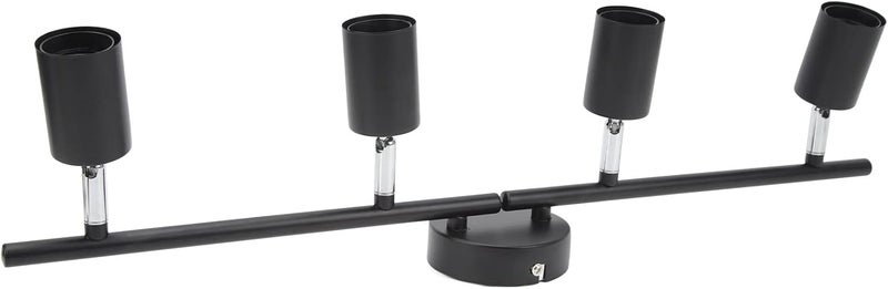 60W Matte Black Track Lighting Fixtures with Flexible Arms Metal Material 4 Light Ceiling Track Lights for Hotel Store Bar Kitchen Restaurant Office - Image 1