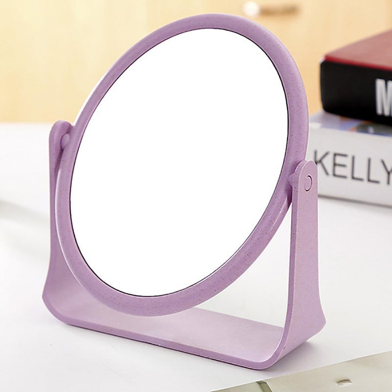 2Pcs Purple Oval And Square Rotatable Double Sided Makeup Mirrors For Vanity Desk - Image 3