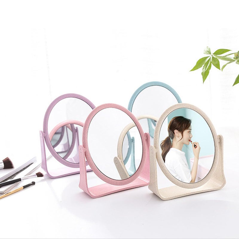2Pcs Purple Oval And Square Rotatable Double Sided Makeup Mirrors For Vanity Desk - Image 4