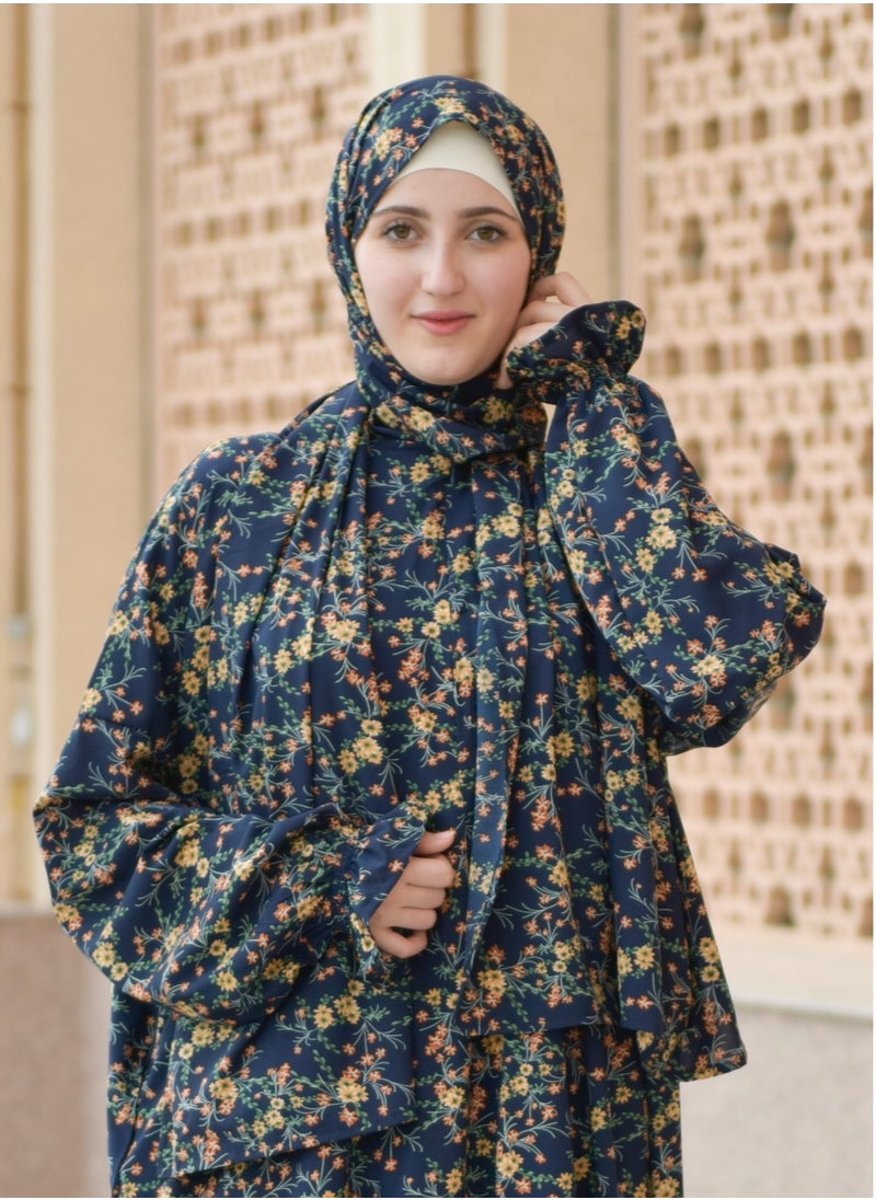  داماس كولكشن - اسدال الصلاة  بالوشاح المتصل قطعة واحدة  من الكريب - عباية الصلاة بالوشاح -ملابس الصلاة قطعة واحدة -عباية اسلامية بالوشاح-طقم صلاة بالوشاح المتصل قطعة واحدة من الكريب . - Image 1