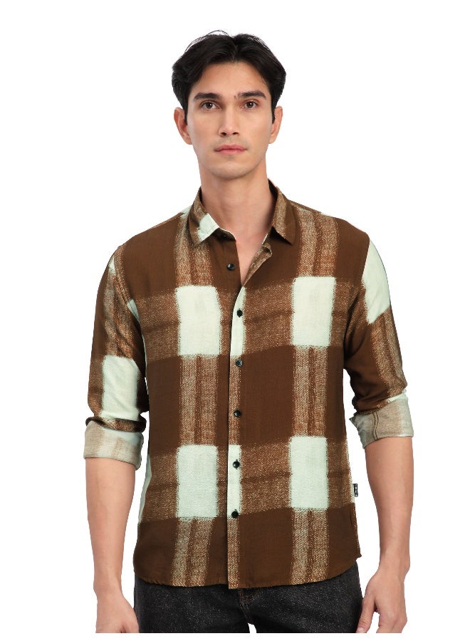 Beyoung Brown Box Abstract Printed Shirt  - Image 1