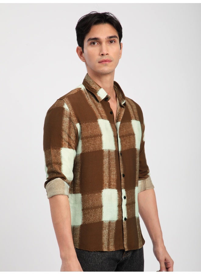 Beyoung Brown Box Abstract Printed Shirt  - Image 3