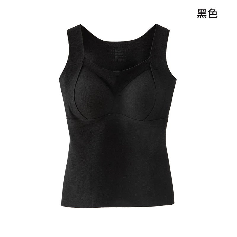 Heating Vest Thermal Underwear with Chest Pad Integrated Fixed Autumn and Winter Cashmere fleece-lined Vest Thermal Vest for Women Dh6636 black 