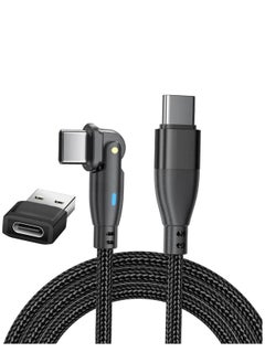 USB C to USB C Fast Charging Cable 2M 60W with USB A Adapter, 20V3A 180° Rotating Fast Charge Cable, Nylon Braided Fast Charging Cord Type C Compatible with MacBook Pro Air, iPad Pro, Samsung Galaxy