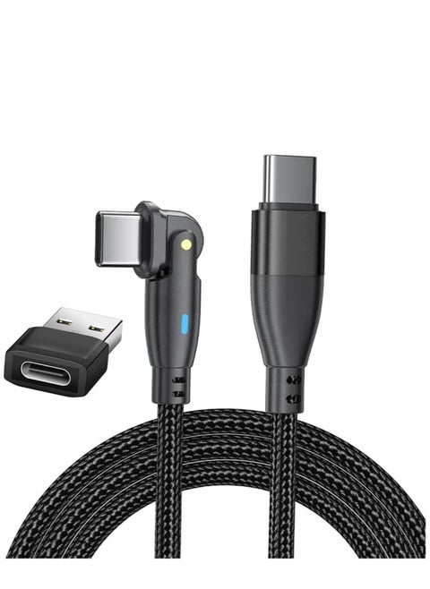 USB C to USB C Fast Charging Cable 2M 60W with USB A Adapter, 20V3A 180° Rotating Fast Charge Cable, Nylon Braided Fast Charging Cord Type C Compatible with MacBook Pro Air, iPad Pro, Samsung Galaxy