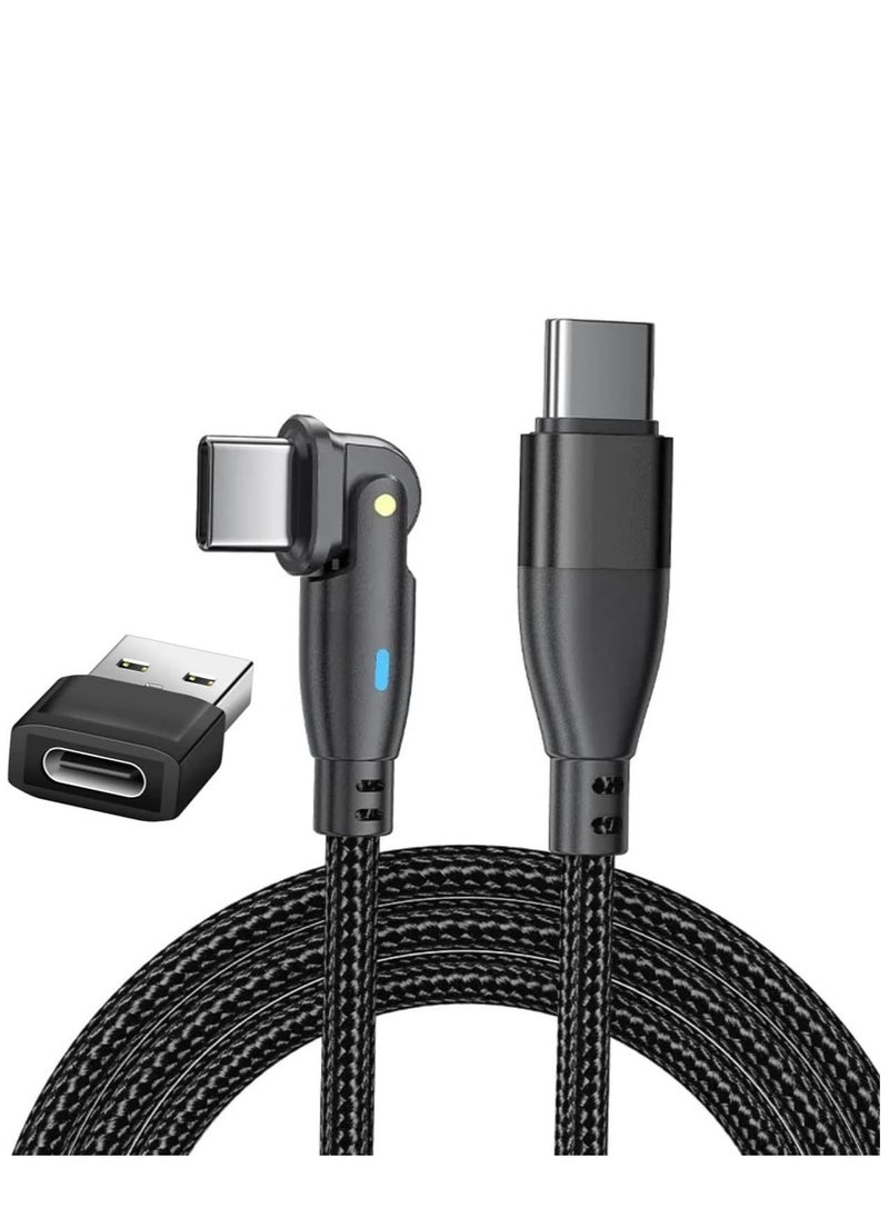 KASTWAVE - USB C to USB C Fast Charging Cable 2M 60W with USB A Adapter, 20V3A 180° Rotating Fast Charge Cable, Nylon Braided Fast Charging Cord Type C Compatible with MacBook Pro Air, iPad Pro, Samsung Galaxy - Image 1