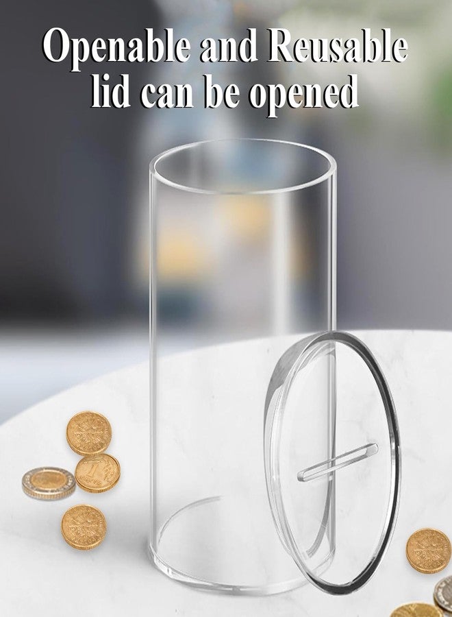 Klmnop Acrylic Piggy Bank, Openable Piggy Bank for Kids with Clear Lid, Repeatable Money Saving Jar, Clear Money Jar for Cash Saving(3.1"×5.1") - Image 2