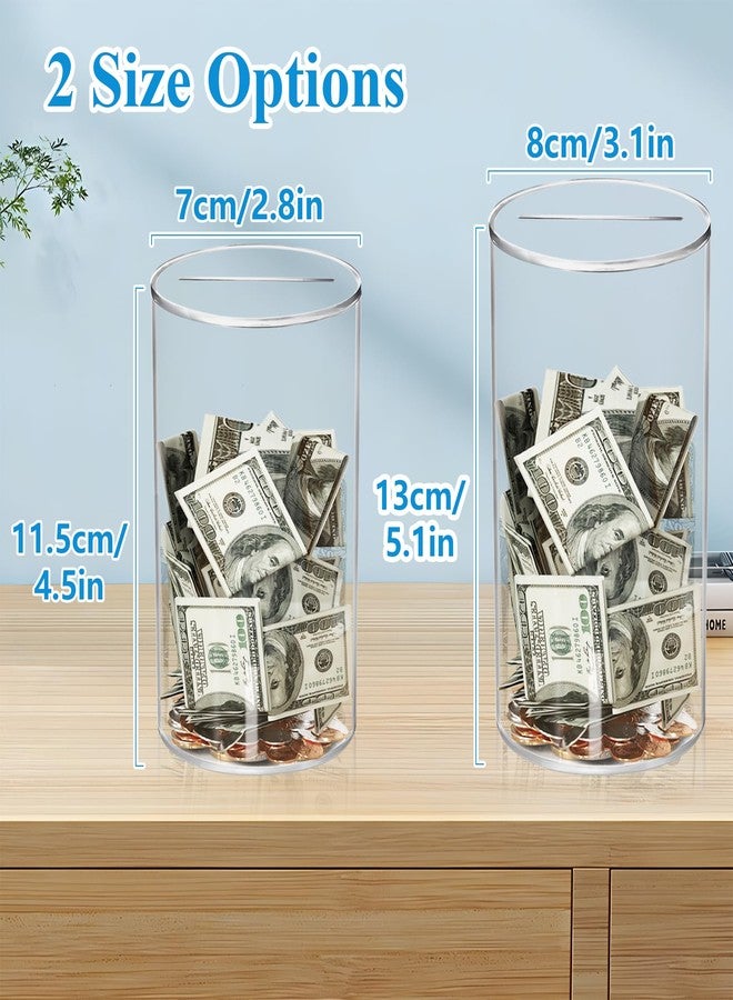Klmnop Acrylic Piggy Bank, Openable Piggy Bank for Kids with Clear Lid, Repeatable Money Saving Jar, Clear Money Jar for Cash Saving(3.1"×5.1") - Image 3