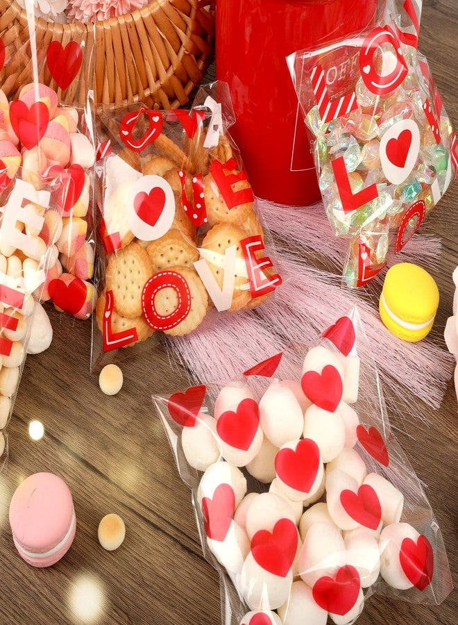 CUDICY 200pcs Cellophane Bags 5.5x5.5 Self Sealing Cookie Bags for Packaging White Cellophane Treat Bag for Gift Giving Packaging Valentines Birthday Party Favor Candy Goodie Homemade Bakery (Valentine) - Image 4