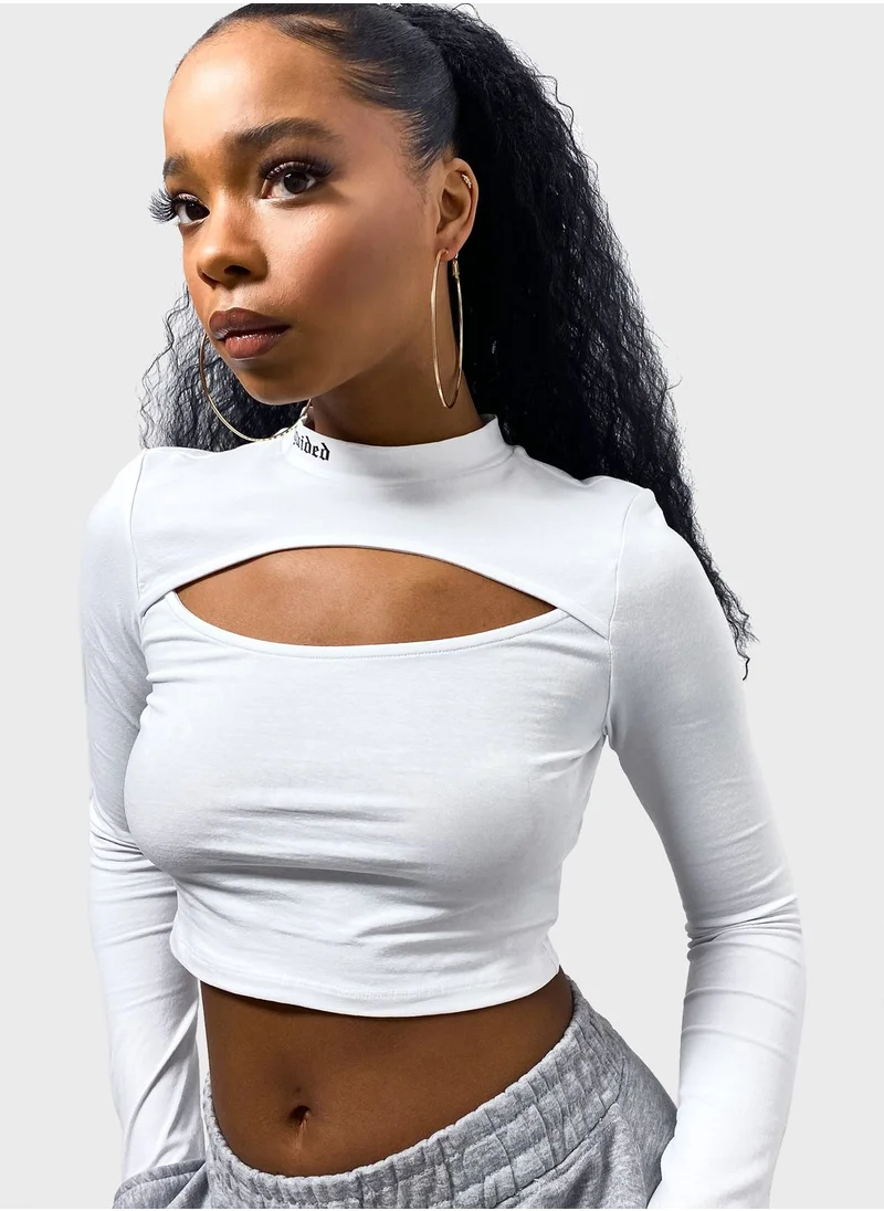 Missguided High Neck Cut Out Funnel Top