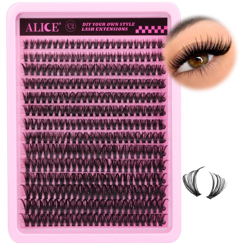 ALICE Cluster Eyelash Extensions 336pcs 50D Lash Clusters DIY Lash Extensions Wispy Faux Mink Eyelash Clusters Mix 8-16mm D-Curly Individual Lashes - Image 1