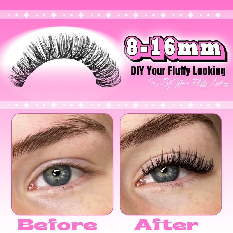 ALICE Cluster Eyelash Extensions 336pcs 50D Lash Clusters DIY Lash Extensions Wispy Faux Mink Eyelash Clusters Mix 8-16mm D-Curly Individual Lashes - Image 4