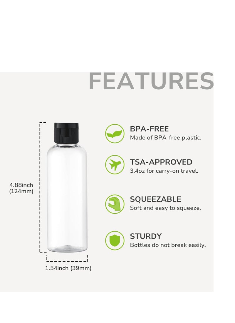 LISAPACK LISAPACK 3.4 oz Travel Bottles for Toiletries, 5pcs Travel Containers for Shampoo Tsa Approved, Plastic Empty Travel Size Bottles (100ml, Clear)  - Image 3