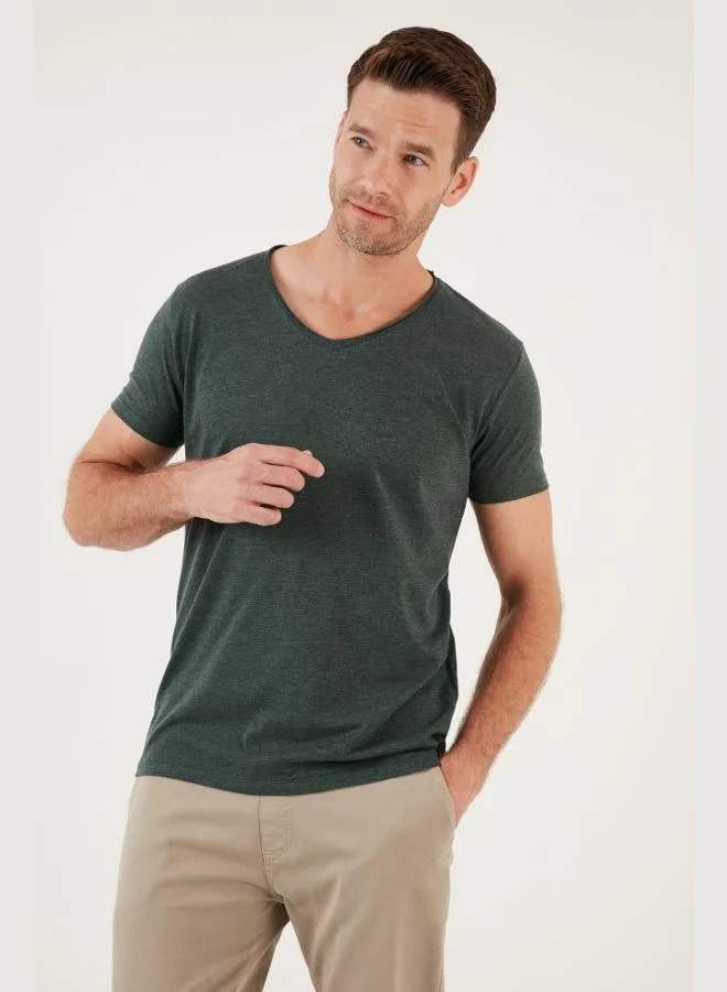 Buratti  Buratti Cotton Slim Fit V Neck Basic T Shirt Men's T SHIRT 5412001 for Men | Best Price UAE