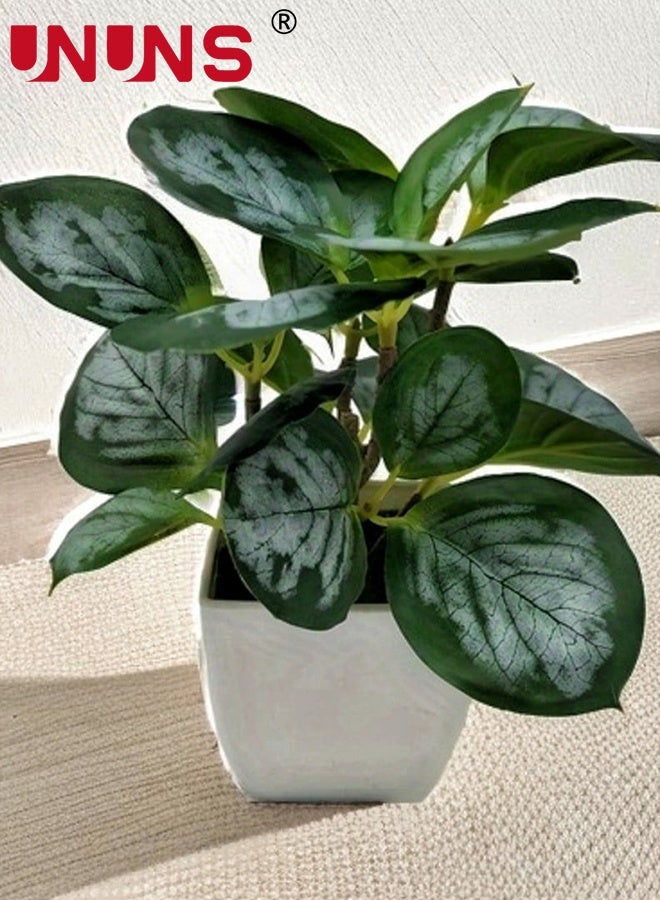 UNUNS Fake Plants Potted,4pcs Faux Greenery Monstera Plant in Pot,Mini Fake Plants,Fake Plants Set,Artificial Plants Indoor,Artificial Tropical Plants for Home Office Table Shelf Window Decor - Image 3