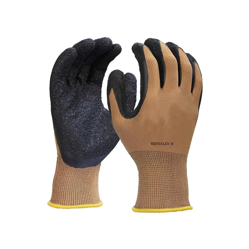 MINSALES MINSALES Reusable Nitrile Coated Nylon Cotton Safety Gloves For Men Women IndustrialPack of 10 pairs Gardening Gloves Hand Gloves For Men Industrial Gloves Cutresistant Work GlovesBrown 
