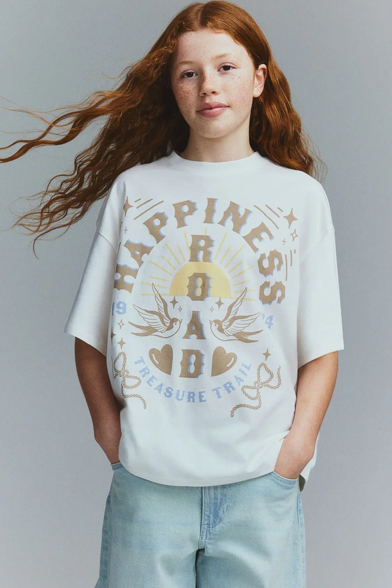 اتش اند ام تي-شيرت قطني فضفاض