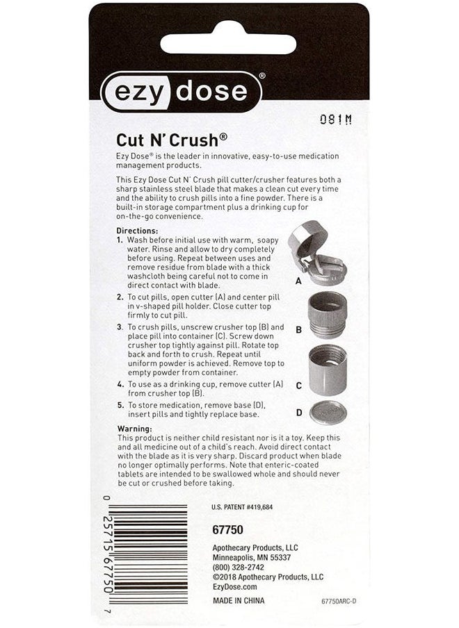 Ezy Dose 3 Compartment Pill Crusher, Cutter and Grinder, Daily Usage, Safely Cut Pills, Vitamins, Tablets, Accurate and Easy Cutting, Stainless Steel Blade, Removable Drinking Cup, Blue, BPA Free  - Image 5