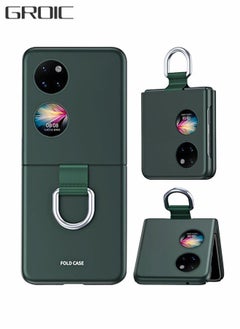 جرويك مناسب لهاتف Huawei P50 Pocket مقاس 6.9 بوصة، غلاف هاتف محمول بشاشة قابلة للطي، شريط جيب شامل، حزام أمان، صلب ملمس للبشرة  - Image 1