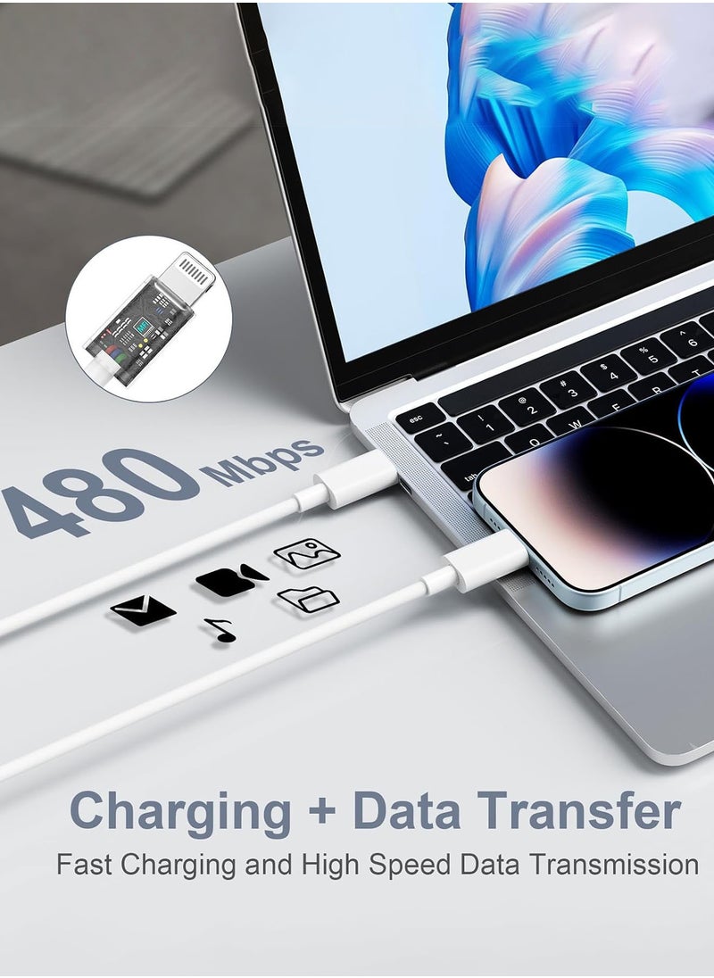 CubeG 50W for iPhone Charger Dual Type C Port with 1M Fast Lightning Cable Quick Charging USB C Plug Compatible with New iPhone 14/14Pro/14Pro Max/14 Plus/13Pro Max /13 Pro/13/12/11/XS iPad Mini 6/ iPad Pro Ect White  - Image 3