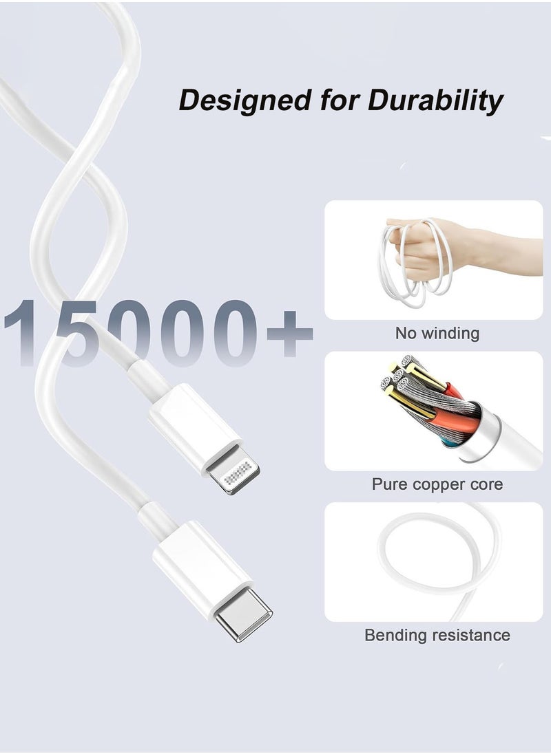 CubeG 50W for iPhone Charger Dual Type C Port with 1M Fast Lightning Cable Quick Charging USB C Plug Compatible with New iPhone 14/14Pro/14Pro Max/14 Plus/13Pro Max /13 Pro/13/12/11/XS iPad Mini 6/ iPad Pro Ect White  - Image 5