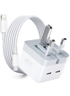 XnYao 50W For iPhone Charger Dual Type C Port With 1M Fast Lightning Cable Quick Charging USB C Plug Compatible With New iPhone 14/14Pro/14Pro Max/14 Plus/13Pro Max /13 Pro/13/12/11/XS iPad Mini 6/ iPad Pro  - Image 1