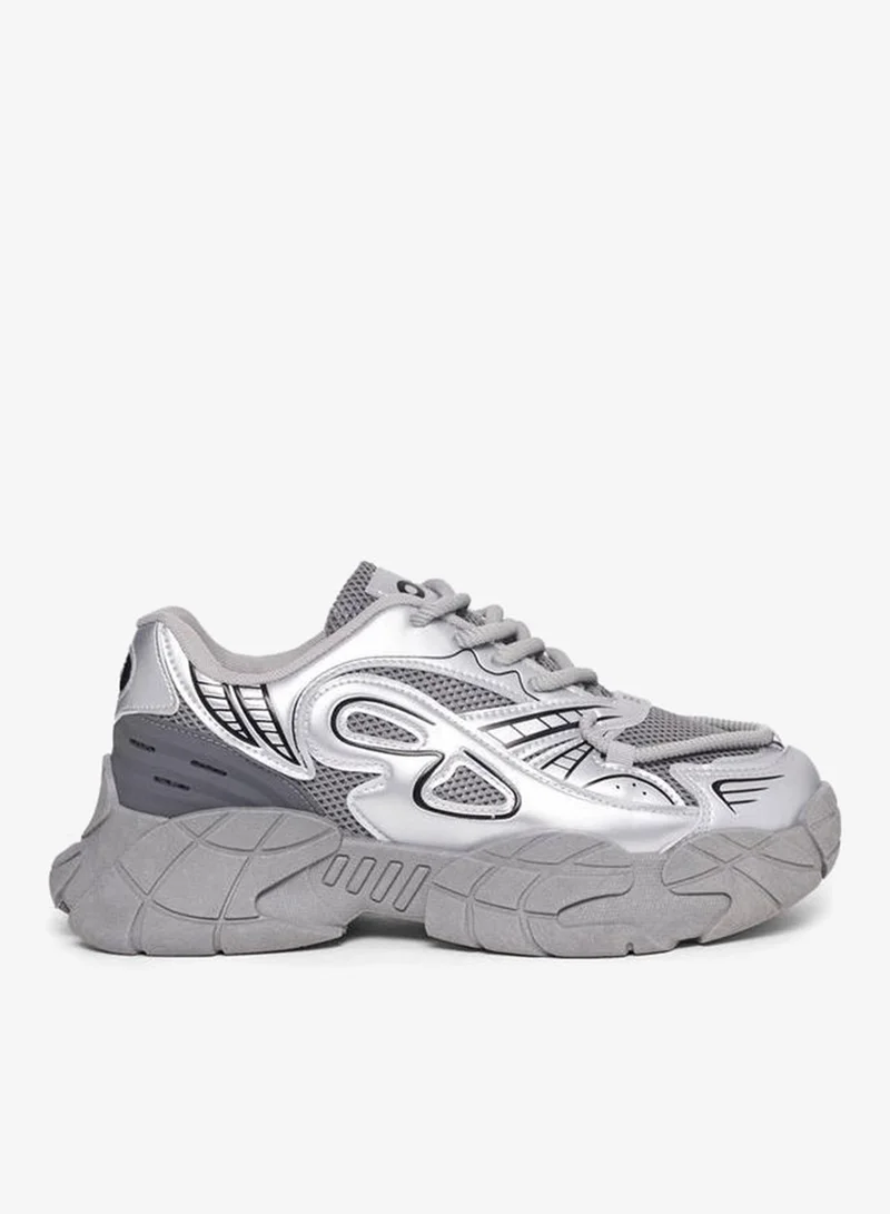 Styli Textured Pattern Lace Up Sneakers