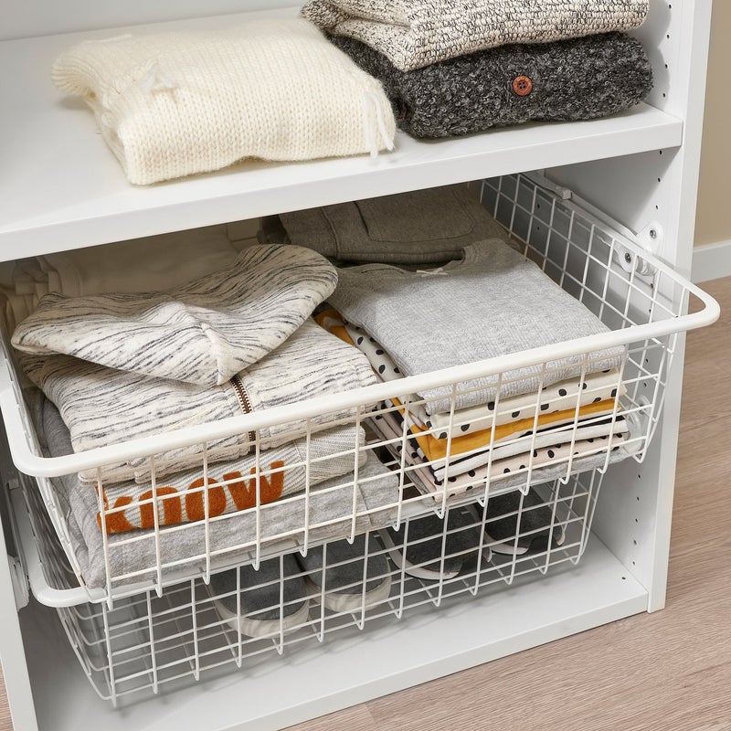 Baitique Pull-Out Rail for Wire Baskets, Steel, White, 55 cm (Pack of 2) - Image 2