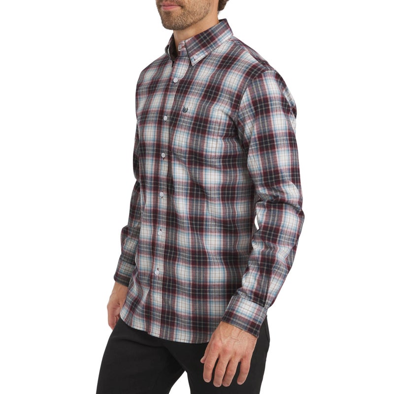 Chaps Men's Classic Fit Long Sleeve Button Down Stretch Poplin Casual Shirt, Rhubarb, Large - Image 1