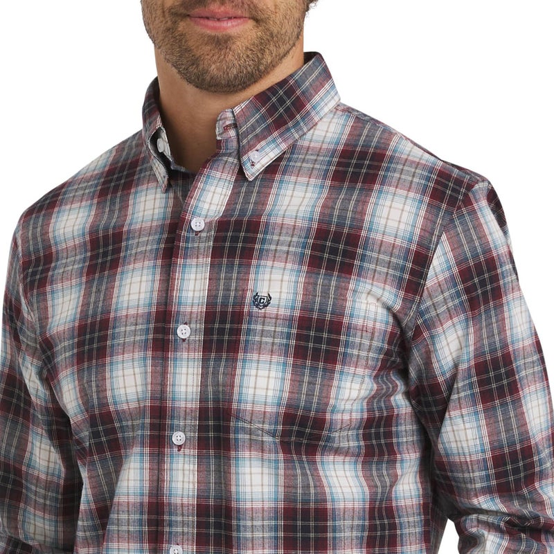 Chaps Men's Classic Fit Long Sleeve Button Down Stretch Poplin Casual Shirt, Rhubarb, Large - Image 2