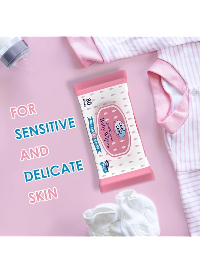 Cool & Cool Baby Wipes 80'S (Twin Pack) Alcohol Free Paraben Free Vitamin E Aloe Vera Ultra Soft & Gentle For Sensitive & Delicate Skin 160 Wipes - Image 3