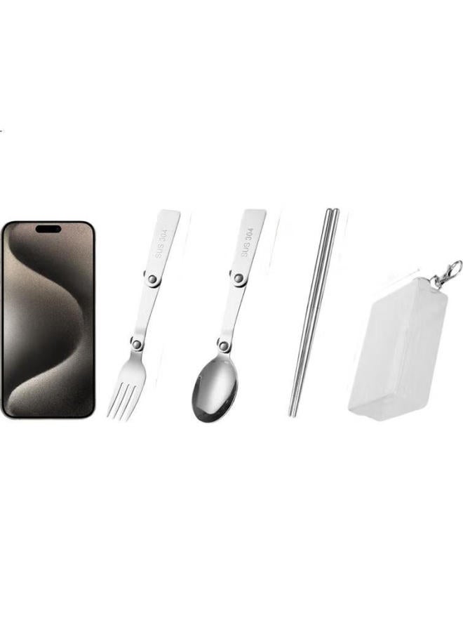 GRASEY 304 Stainless Steel Outdoor Camping Portable Travel Folding Chopsticks, Spoon, And Fork Set For Picnics And Travel Gy7352 - Image 2