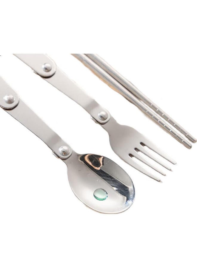 GRASEY 304 Stainless Steel Outdoor Camping Portable Travel Folding Chopsticks, Spoon, And Fork Set For Picnics And Travel Gy7352 - Image 3