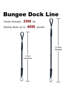 SYOSI Bungee Dock Line Boat Ropes for Docking Mooring Rope with Stainless Steel Clip Accessories Boats PWC, Built in Snubber, Kayak, Watercraft,SeaDoo,Jet Ski, Pontoon, Canoe, Power 2-Pack  - Image 3