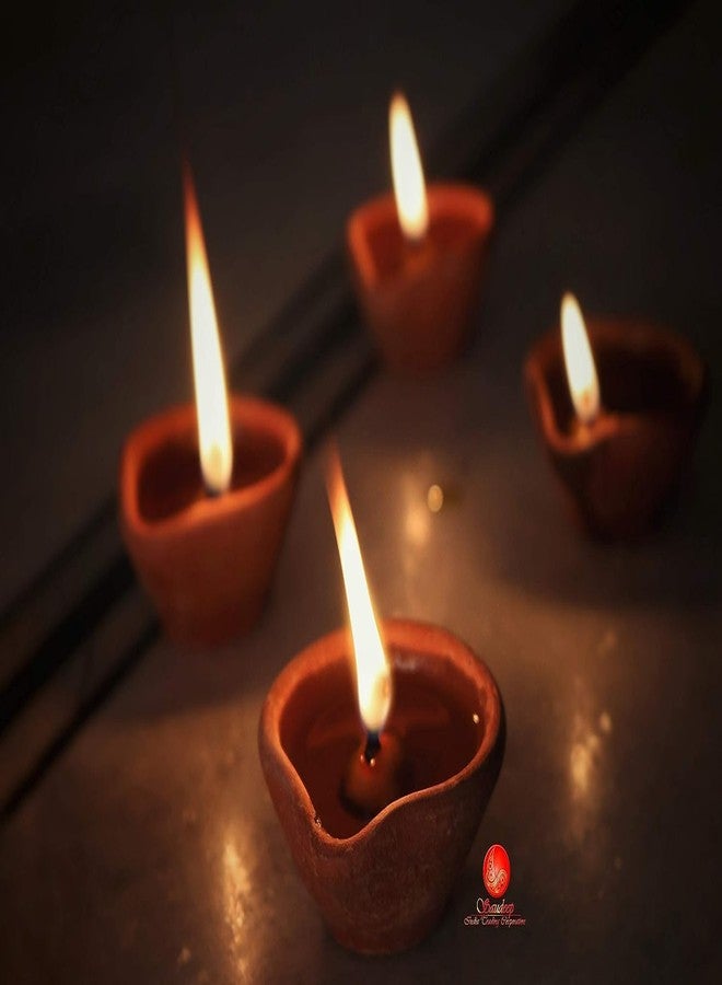 MeeTo Mitti Ka Diya for Puja, Handmade Decorative Clay Diya, Lamps for Pooja, Traditional Terracotta Deepak Diwali Gifts and Decoration for Diwali Pooja (6Pcs) - Image 3