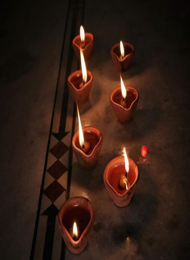 MeeTo Mitti Ka Diya for Puja, Handmade Decorative Clay Diya, Lamps for Pooja, Traditional Terracotta Deepak Diwali Gifts and Decoration for Diwali Pooja (6Pcs) - Image 4